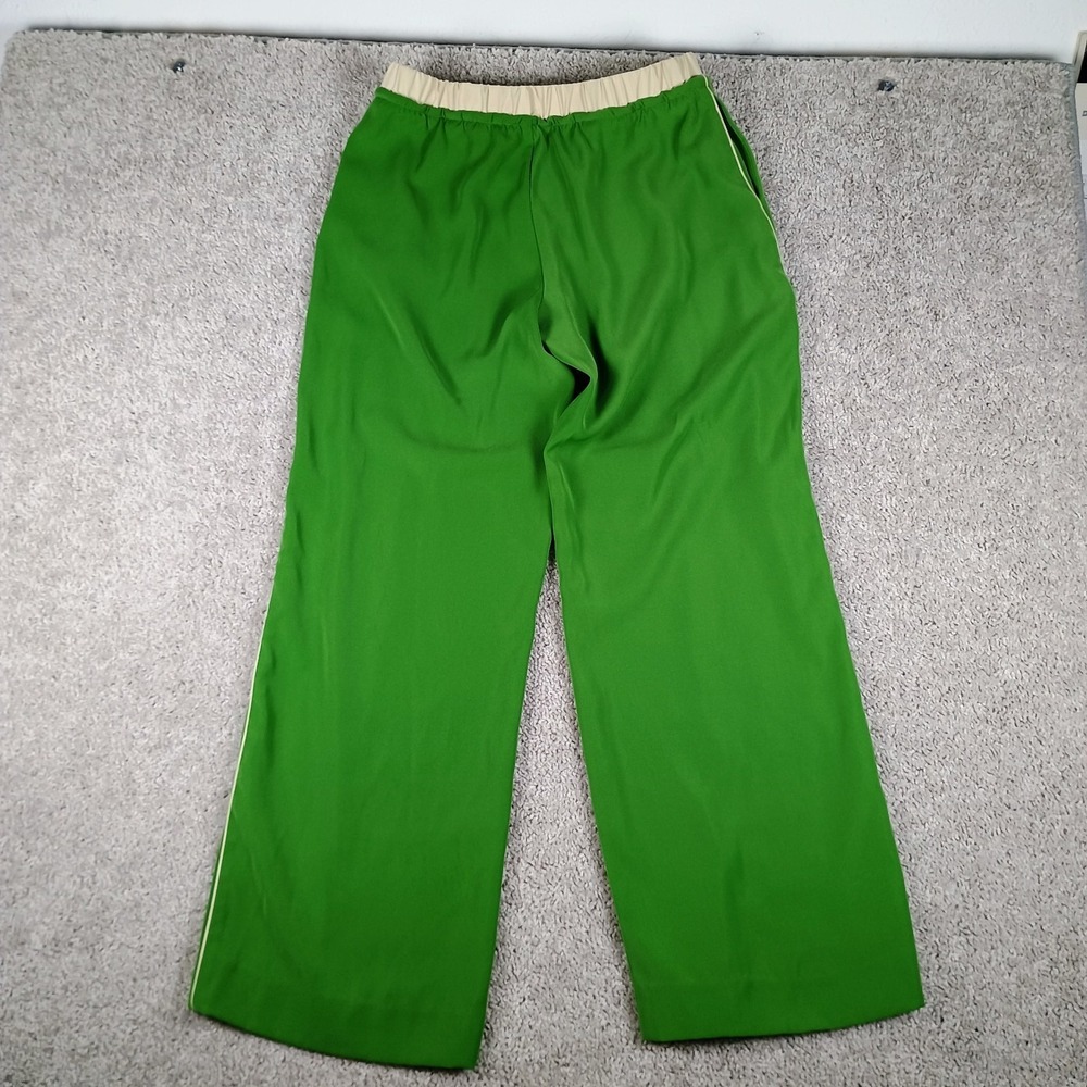 Zara Wide Leg Pants Elastic Waist Drawstring Size Medium Green Women's - Picture 3 of 12